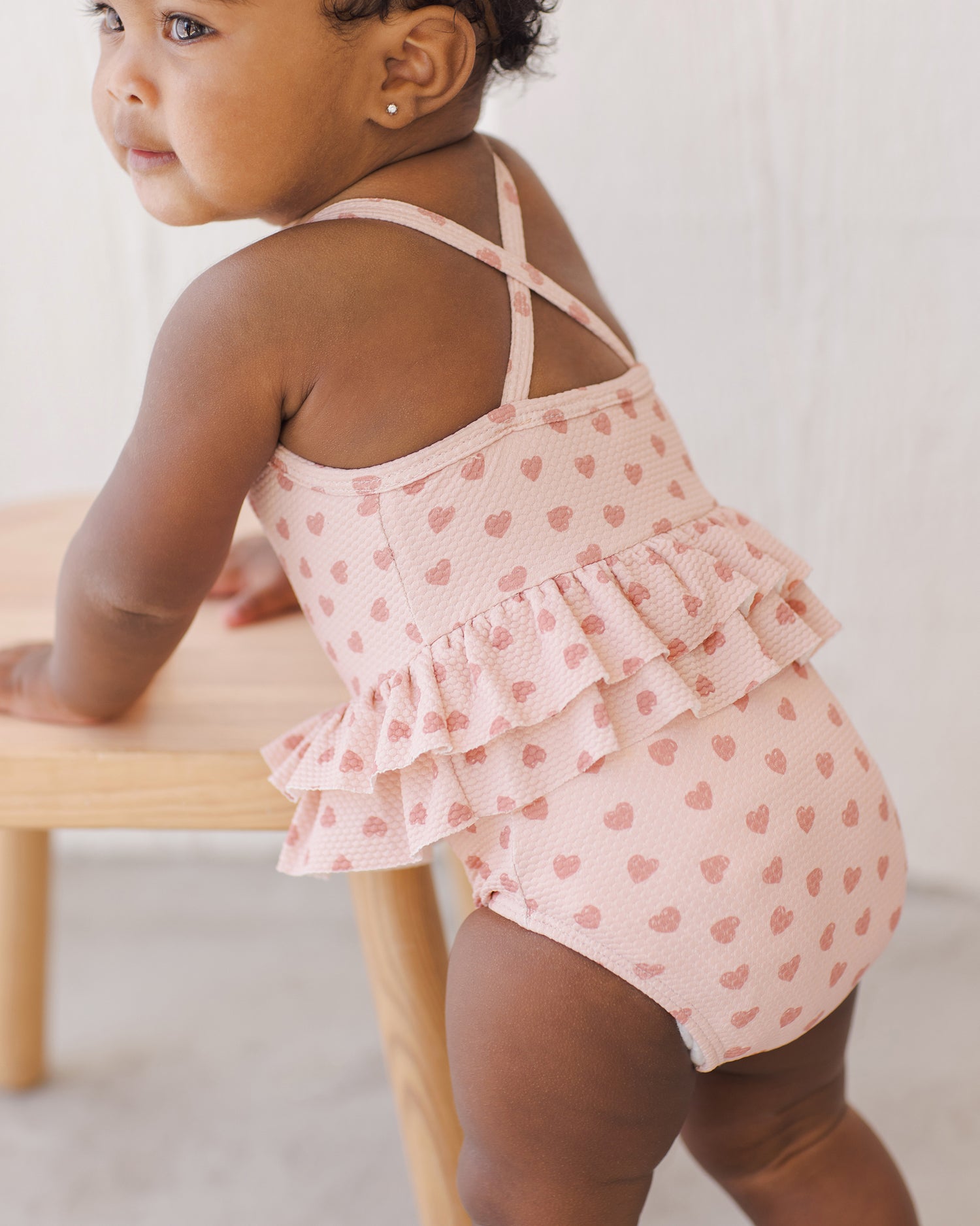 Quincy Mae Ruffled One-Piece Swimsuit - Hearts