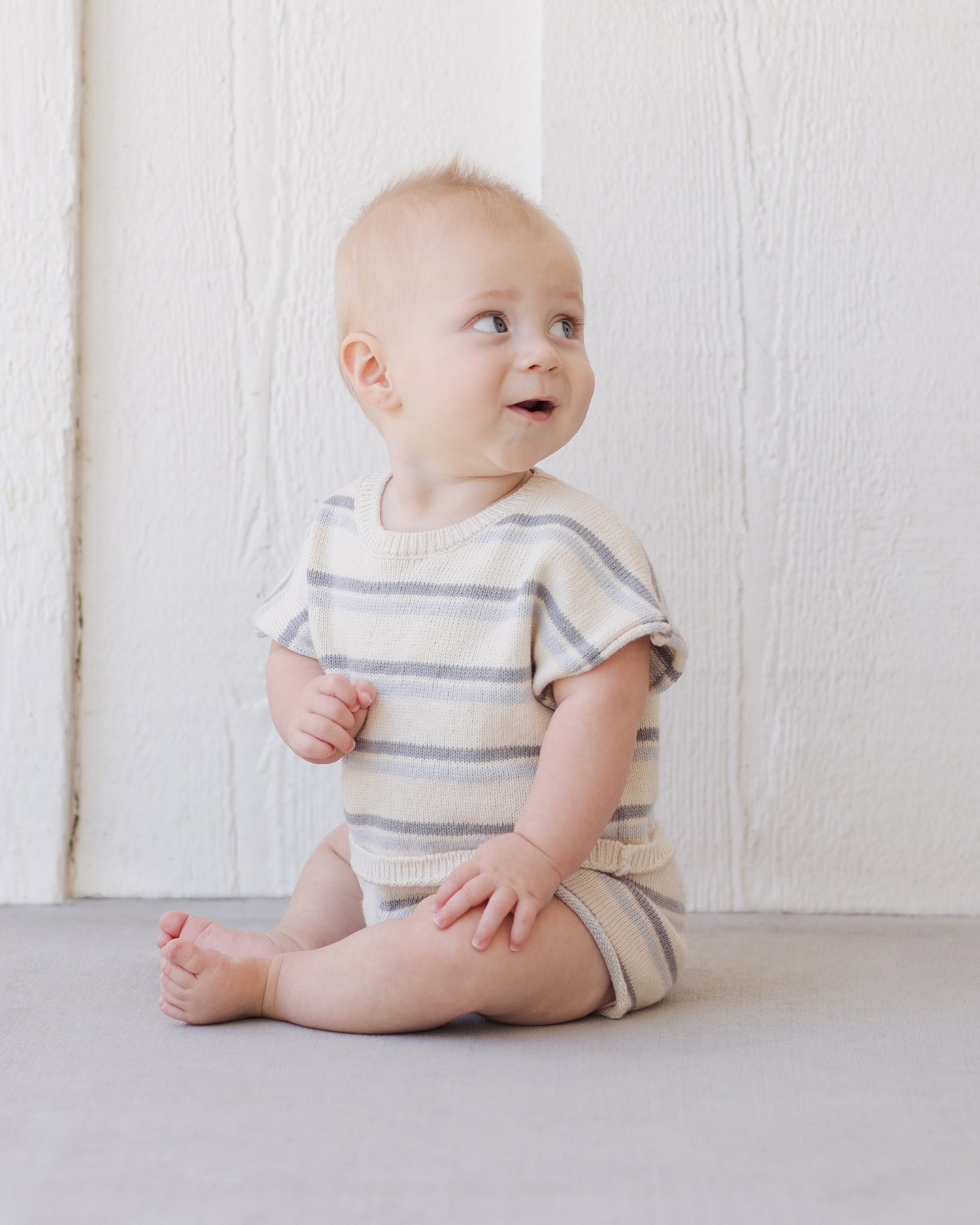 Quincy Mae Relaxed Summer Knit Set - Blue Stripe