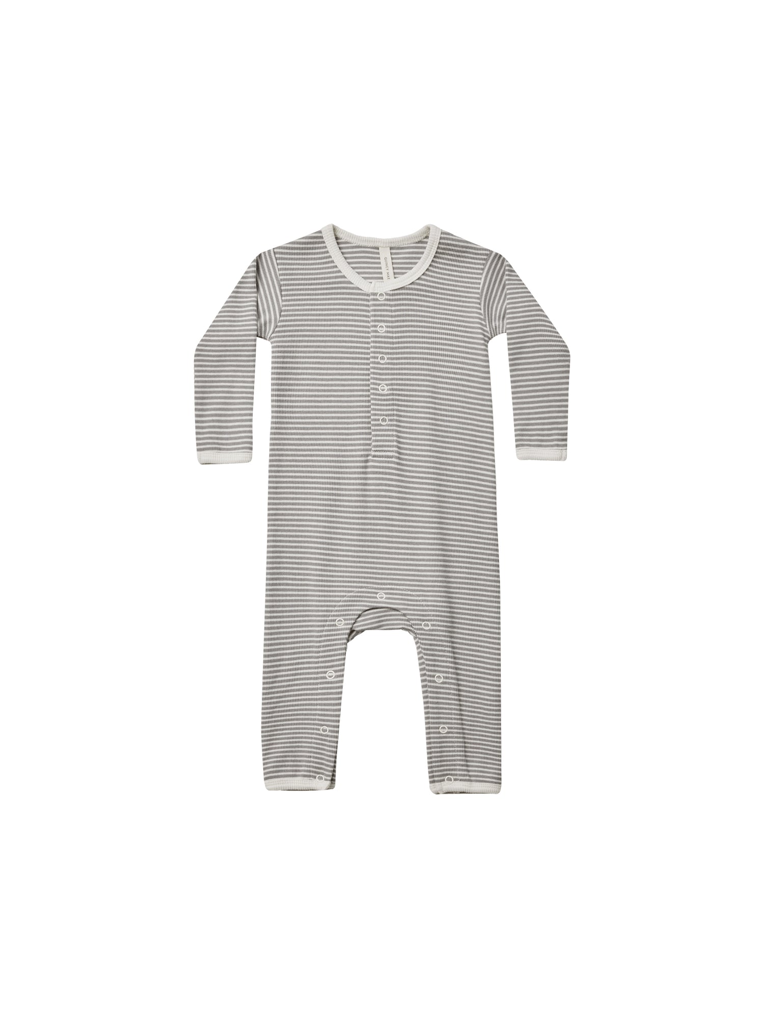 Quincy Mae Ribbed Baby Jumpsuit - Lagoon Micro Stripe