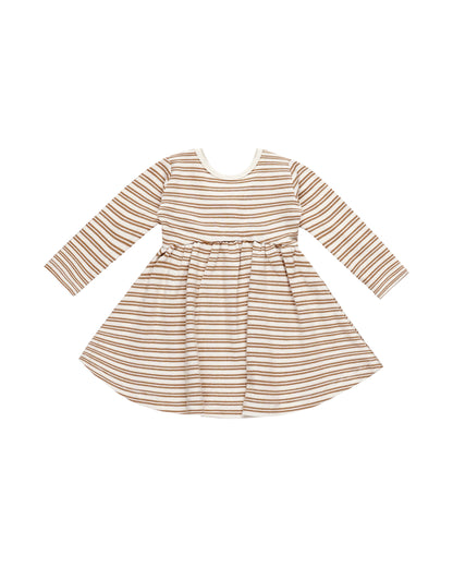 Quincy Mae Ribbed Long Sleeve Dress - Golden Stripe