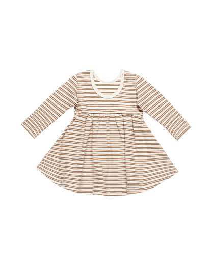 Quincy Mae Ribbed Long Sleeve Dress - Golden Stripe