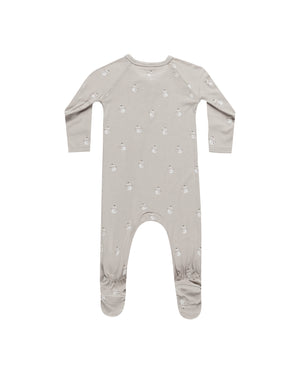 Quincy Mae Bamboo Zip Footie - Snowmen