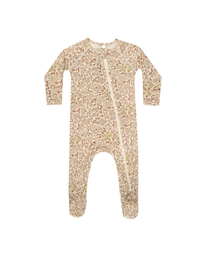 Quincy Mae Bamboo Zip Footie - Harvest Floral