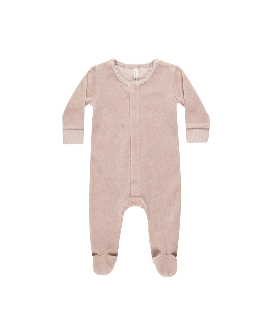 Quincy Mae Velour Hidden Snap Footie - Blush