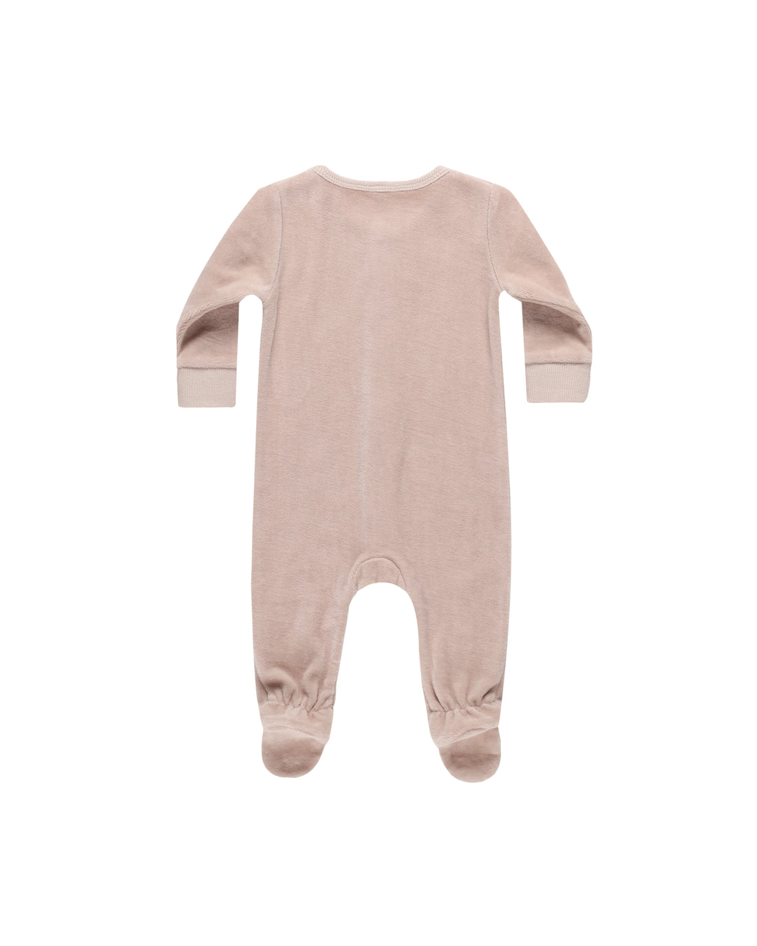 Quincy Mae Velour Hidden Snap Footie - Blush