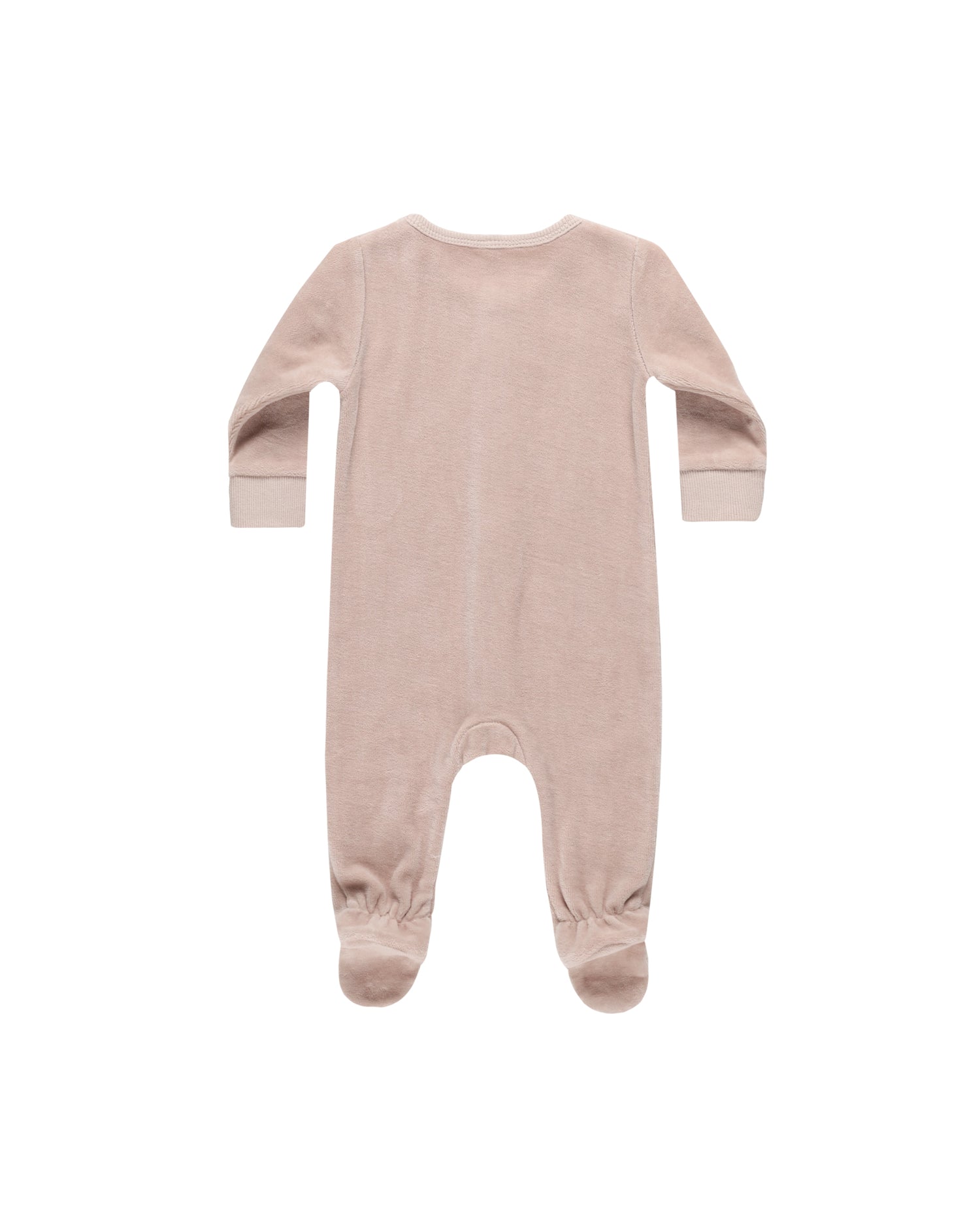 Quincy Mae Velour Hidden Snap Footie - Blush