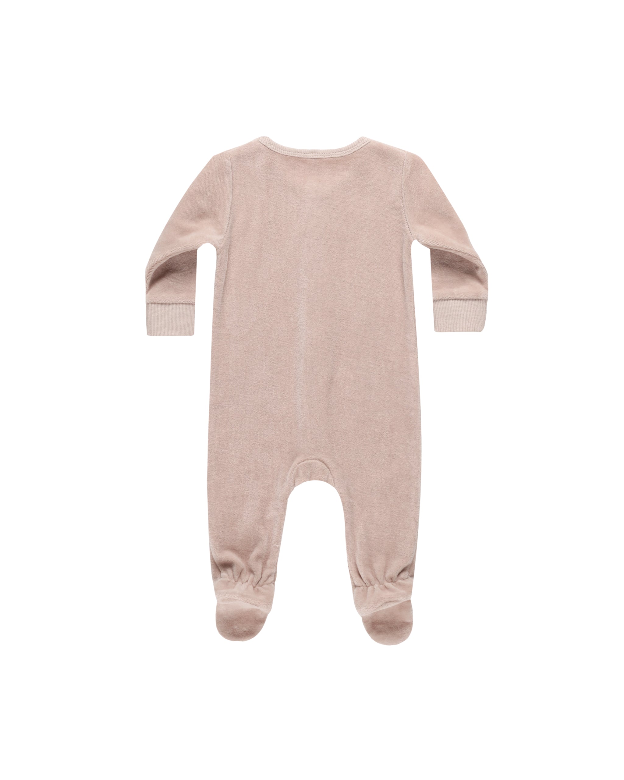 Quincy Mae Velour Hidden Snap Footie - Blush