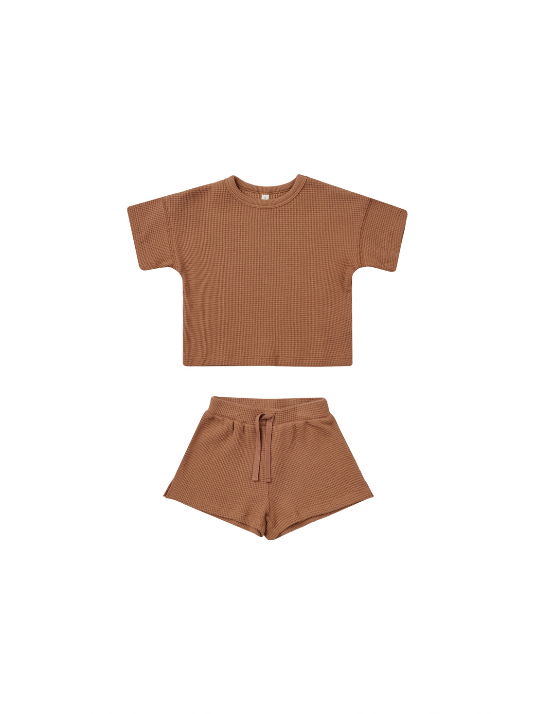 Quincy Mae Waffle Tee + Short Set - Clay