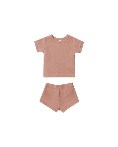 Quincy Mae Waffle Shortie Set - Rose