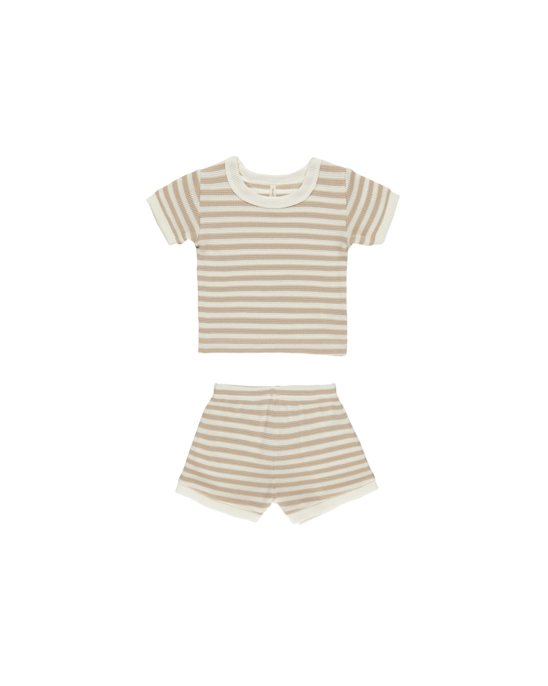 Quincy Mae Waffle Shortie Set - Oat Stripe