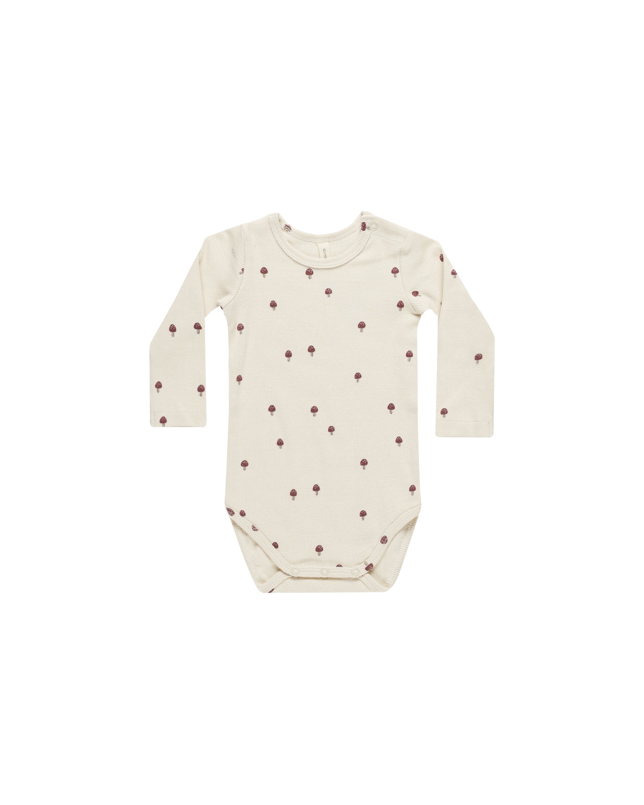 Quincy Mae Ribbed Long Sleeve Bodysuit - Mushrooms