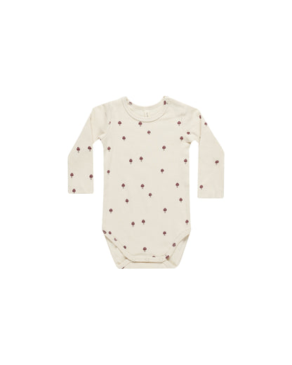 Quincy Mae Ribbed Long Sleeve Bodysuit - Mushrooms