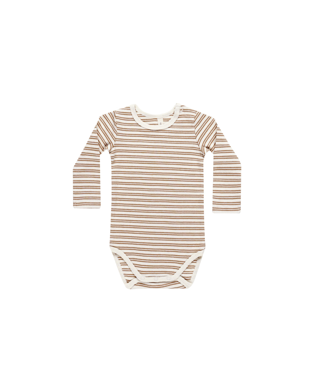 Quincy Mae Ribbed Long Sleeve Bodysuit - Golden Stripe