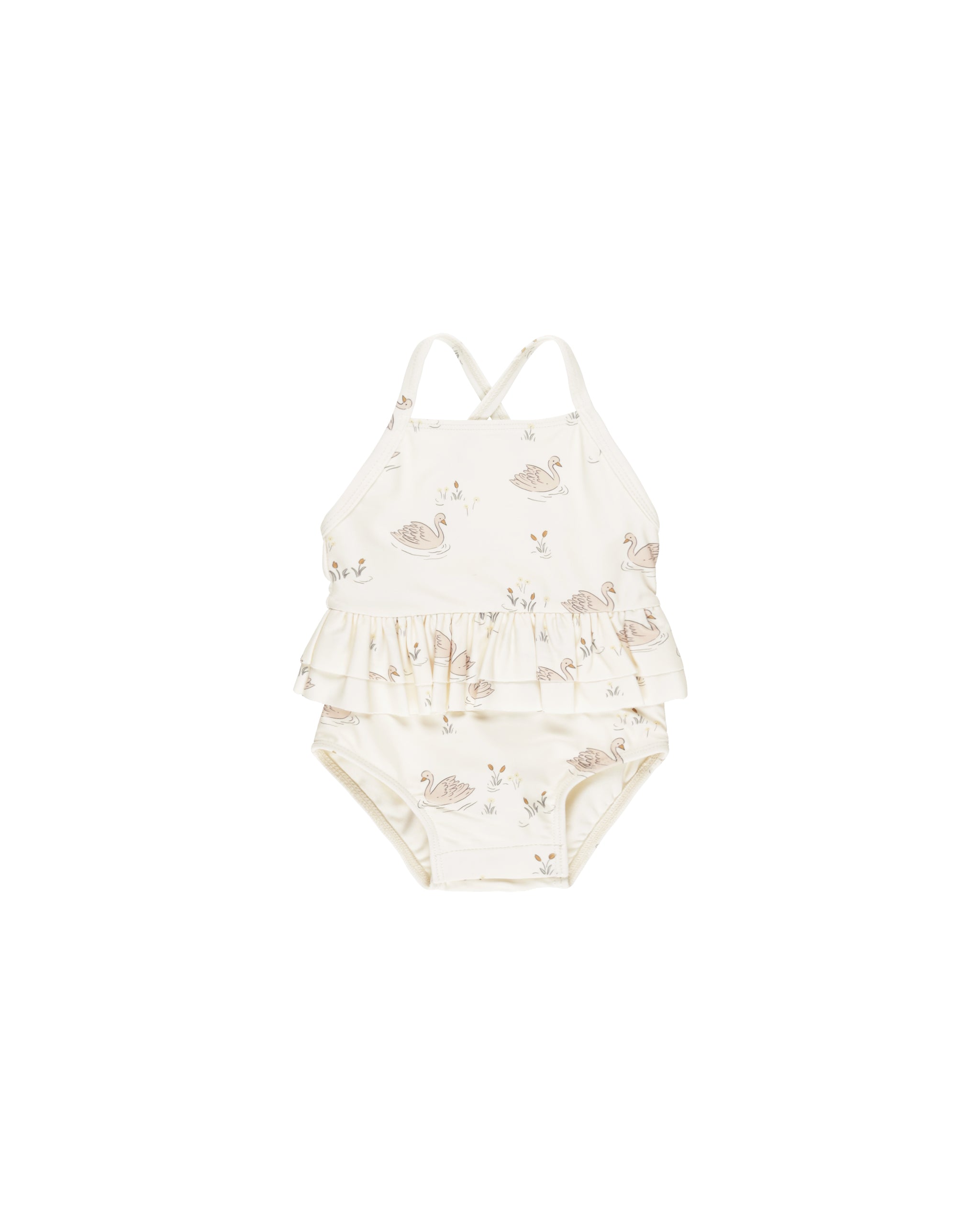 Quincy Mae Ruffled One-Piece Swimsuit - Swans