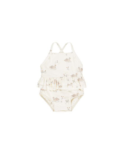 Quincy Mae Ruffled One-Piece Swimsuit - Swans