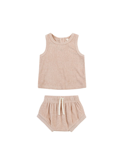 Quincy Mae Terry Tank + Short Set - Blush