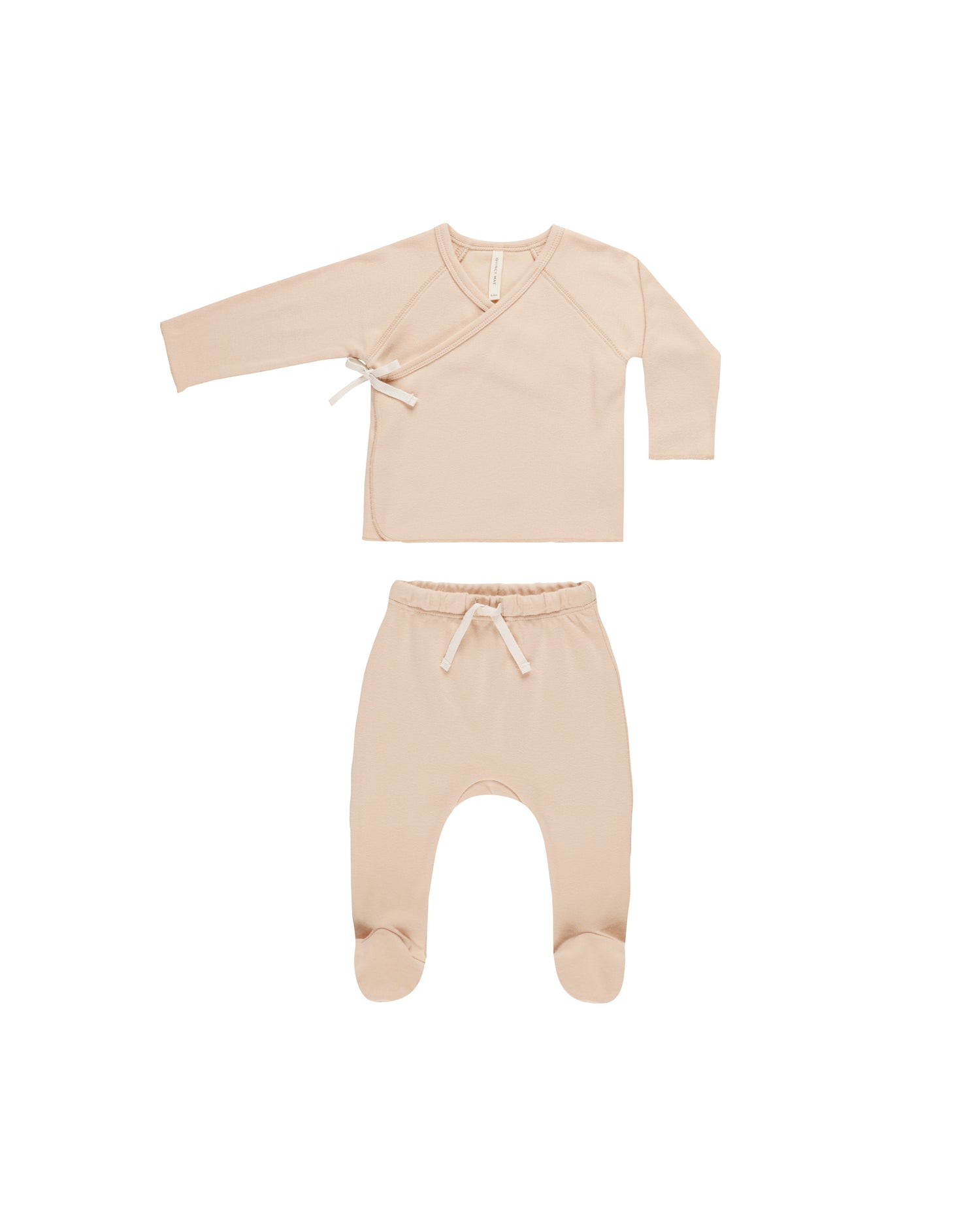 Quincy Mae Wrap Top + Footed Pant Set - Shell