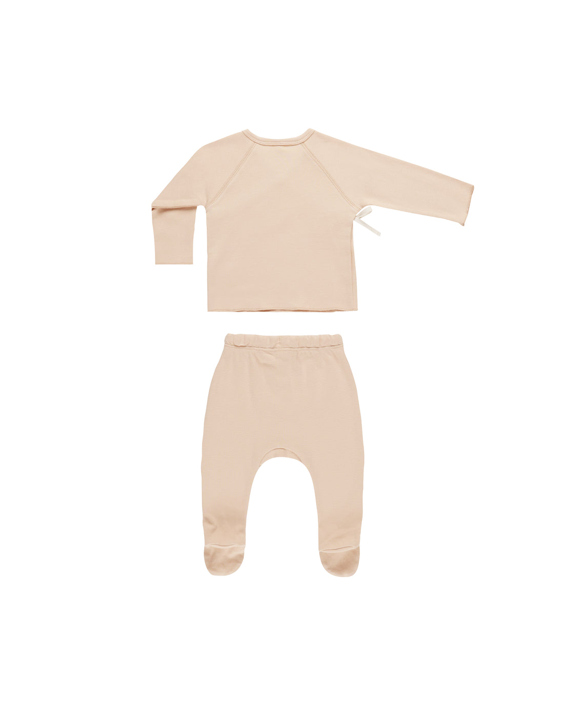 Quincy Mae Wrap Top + Footed Pant Set - Shell