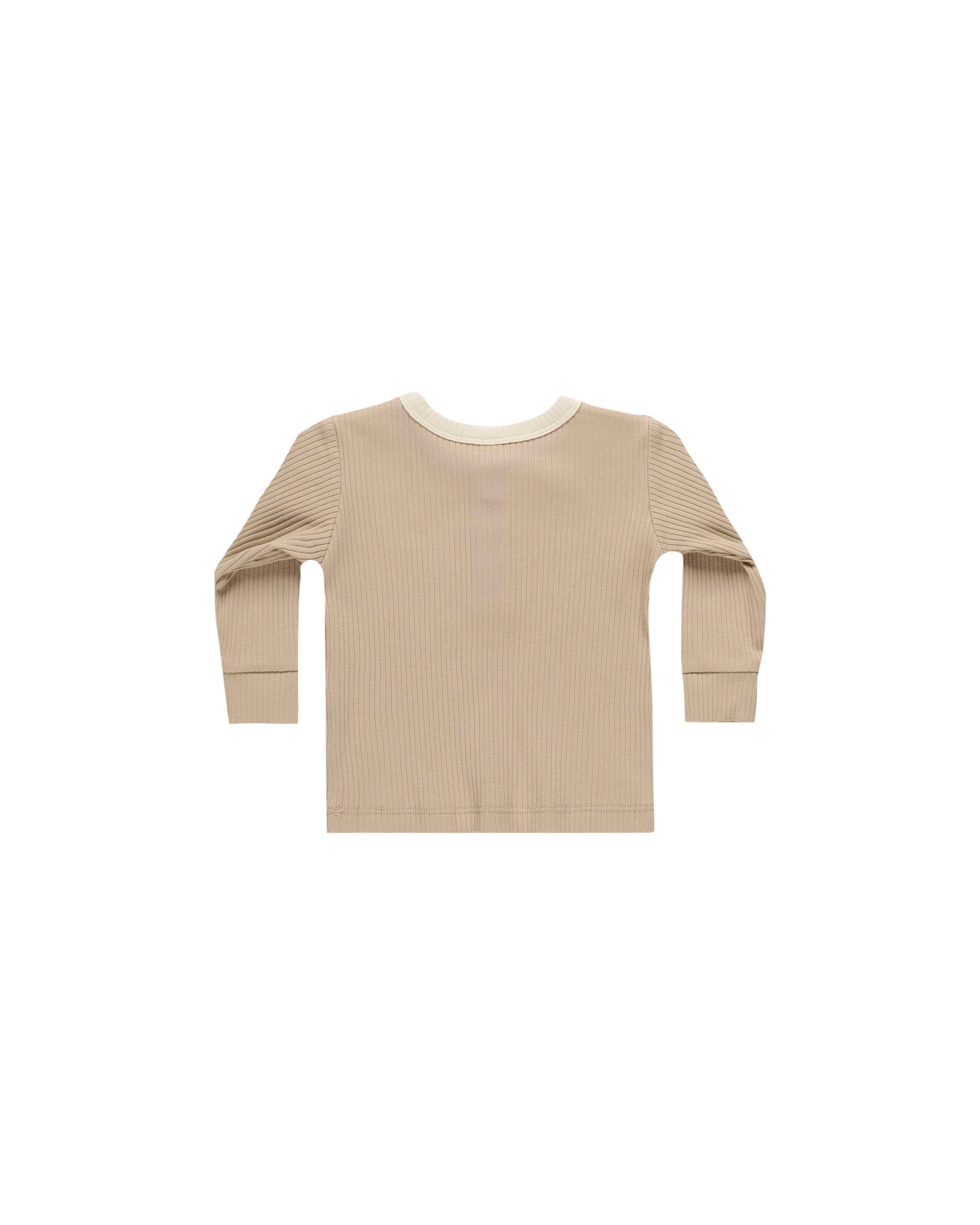 Quincy Mae Ribbed Henley - Latte