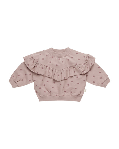 Quincy Mae Ruffle Fleece Sweatshirt - Polka Dots