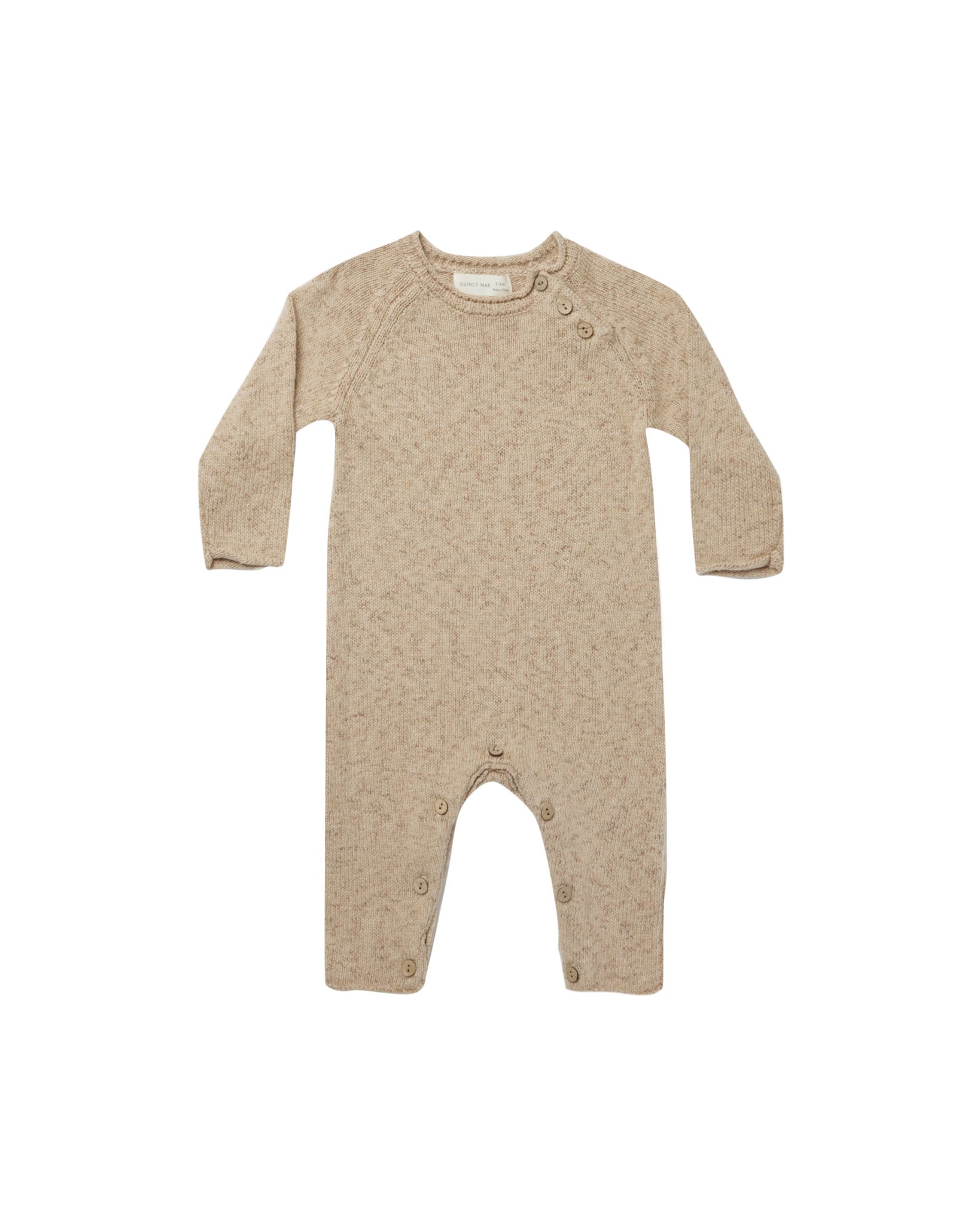 Quincy Mae Speckled Knit Jumpsuit - Latte