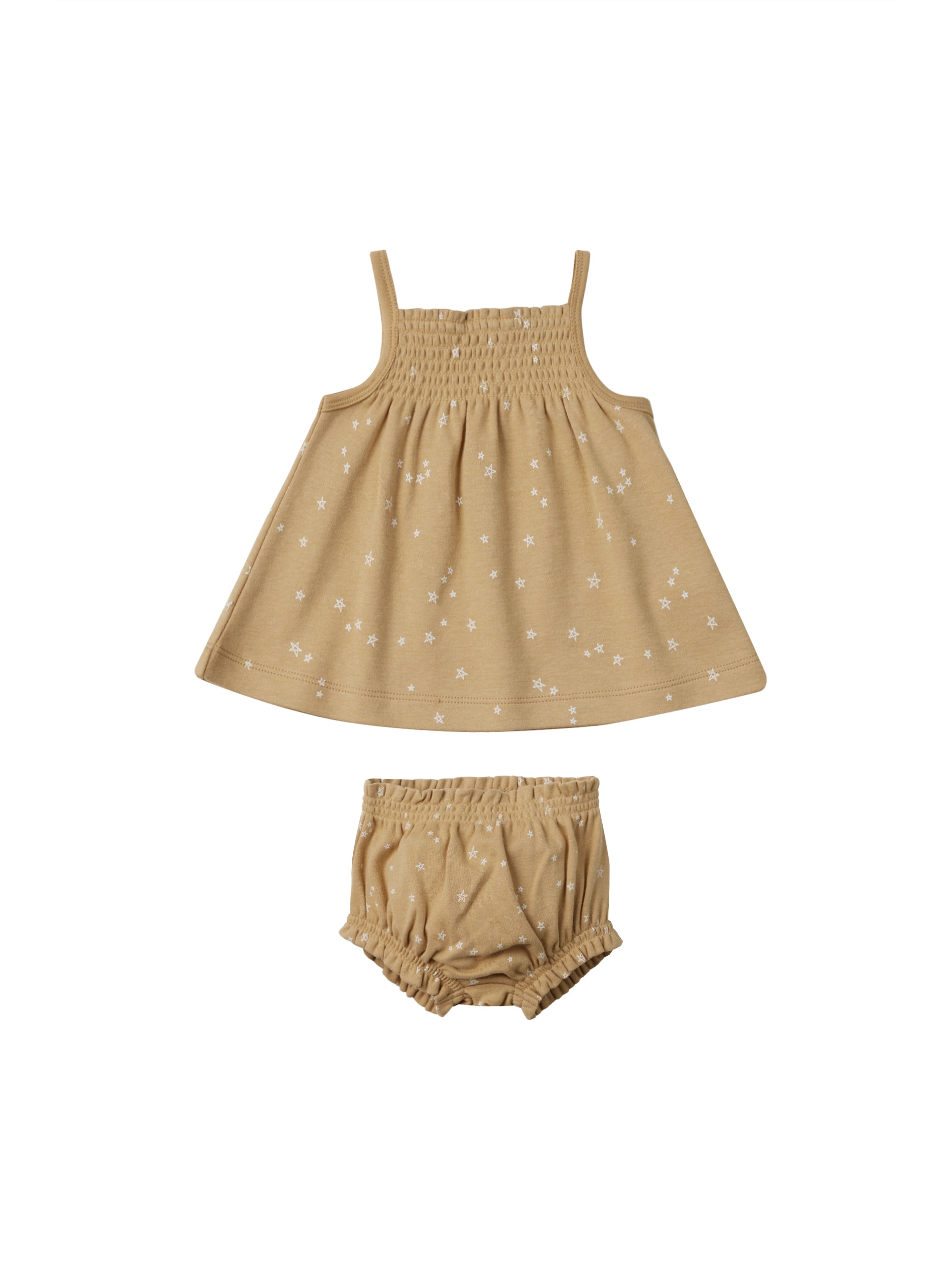 Quincy Mae Smocked Tank + Bloomer Set - Honey Stars