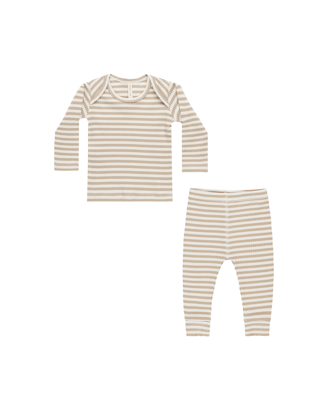 Quincy Mae Ribbed Tee + Legging Set - Latte Stripe