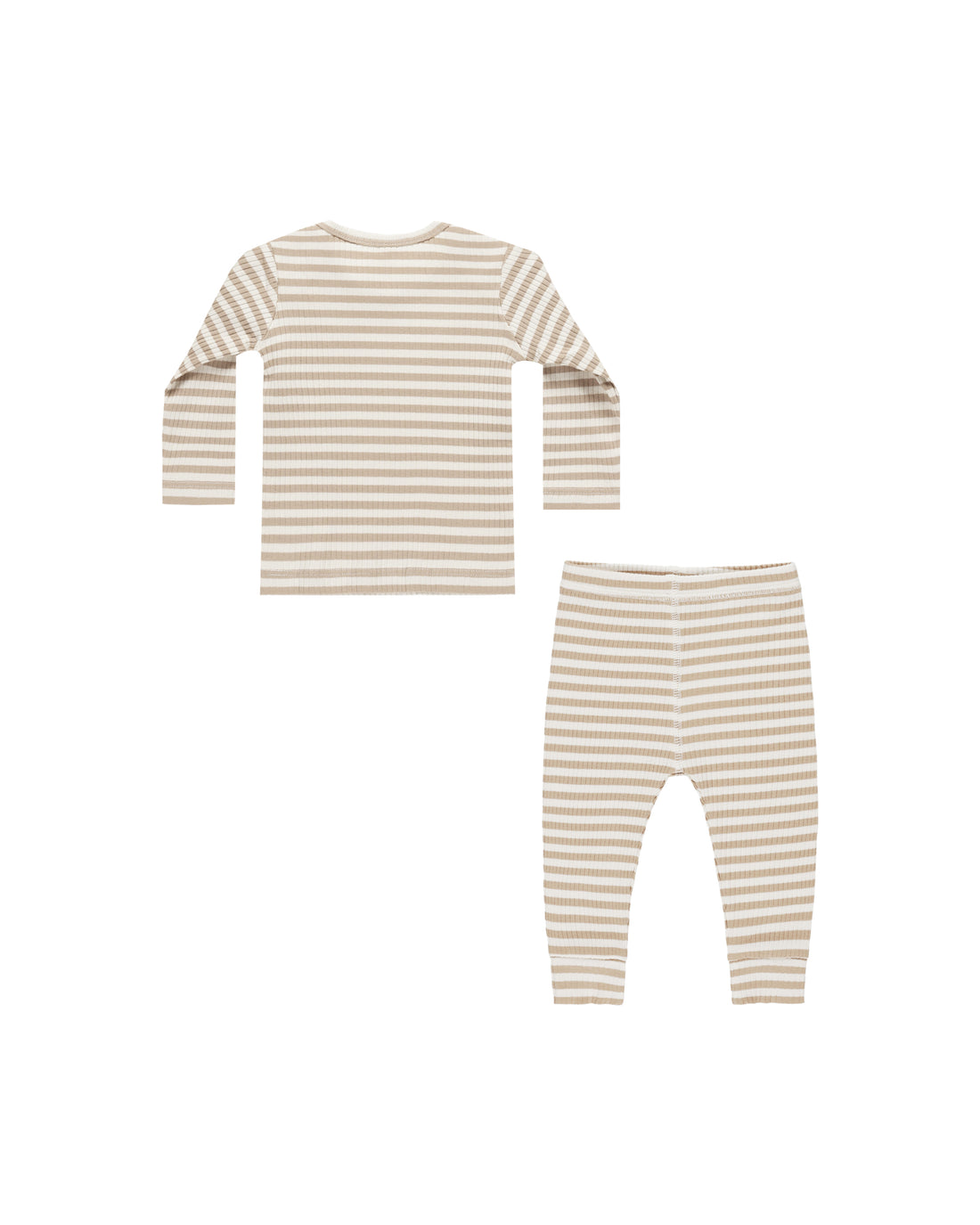 Quincy Mae Ribbed Tee + Legging Set - Latte Stripe