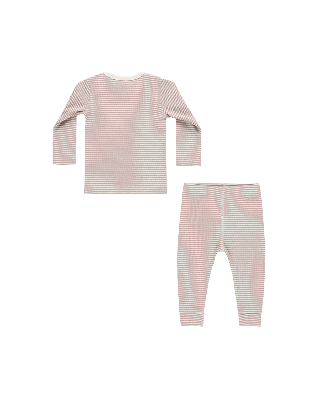 Quincy Mae Ribbed Tee + Legging Set - Mauve Stripe