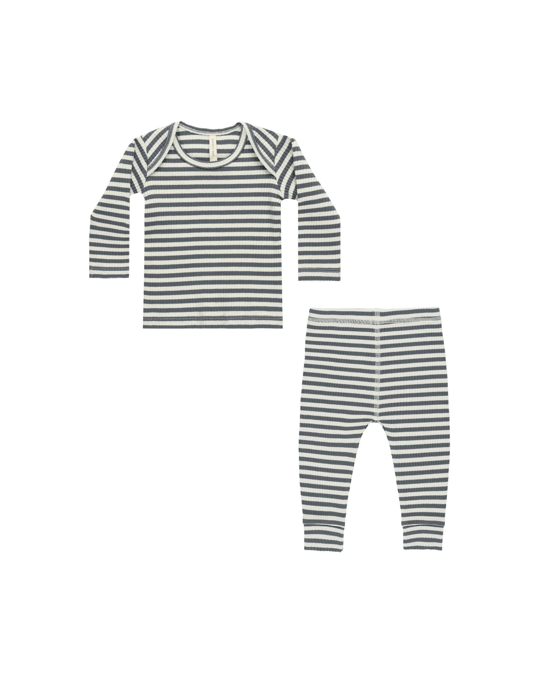 Quincy Mae Ribbed Tee + Legging Set - Indigo Stripe