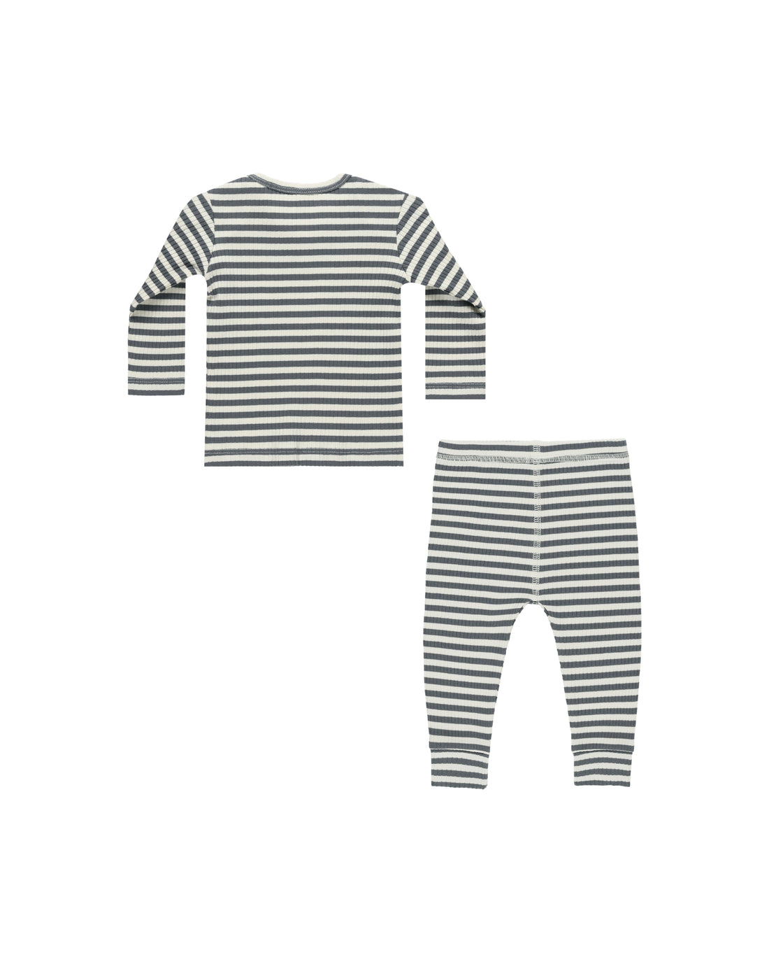 Quincy Mae Ribbed Tee + Legging Set - Indigo Stripe