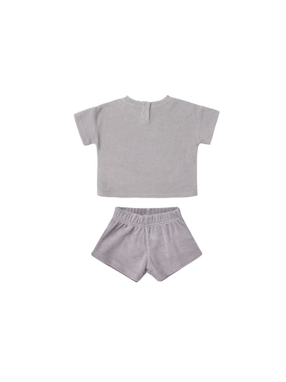 Quincy Mae Terry Tee + Shorts Set - Periwinkle