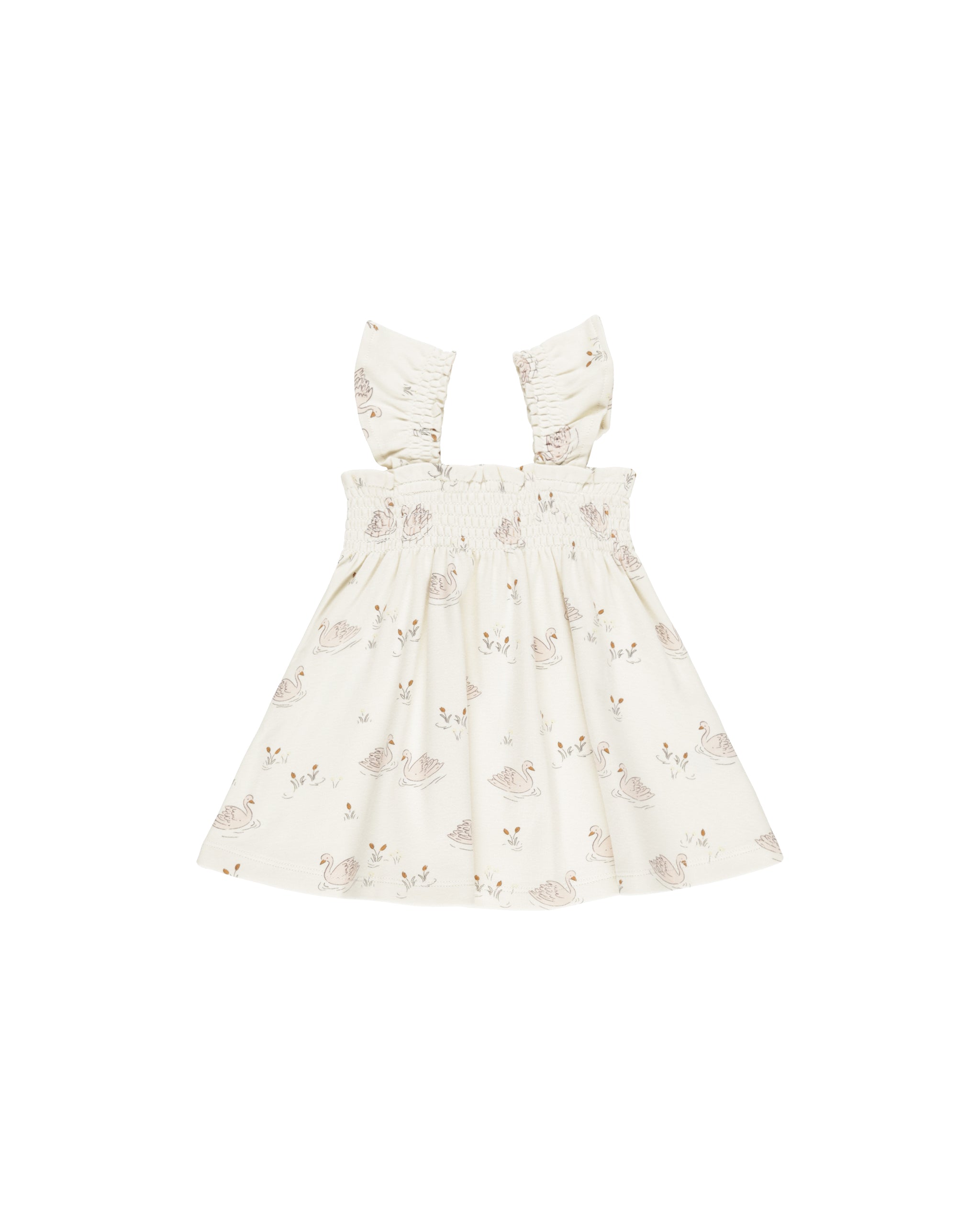 Quincy Mae Smocked Jersey Dress - Swans