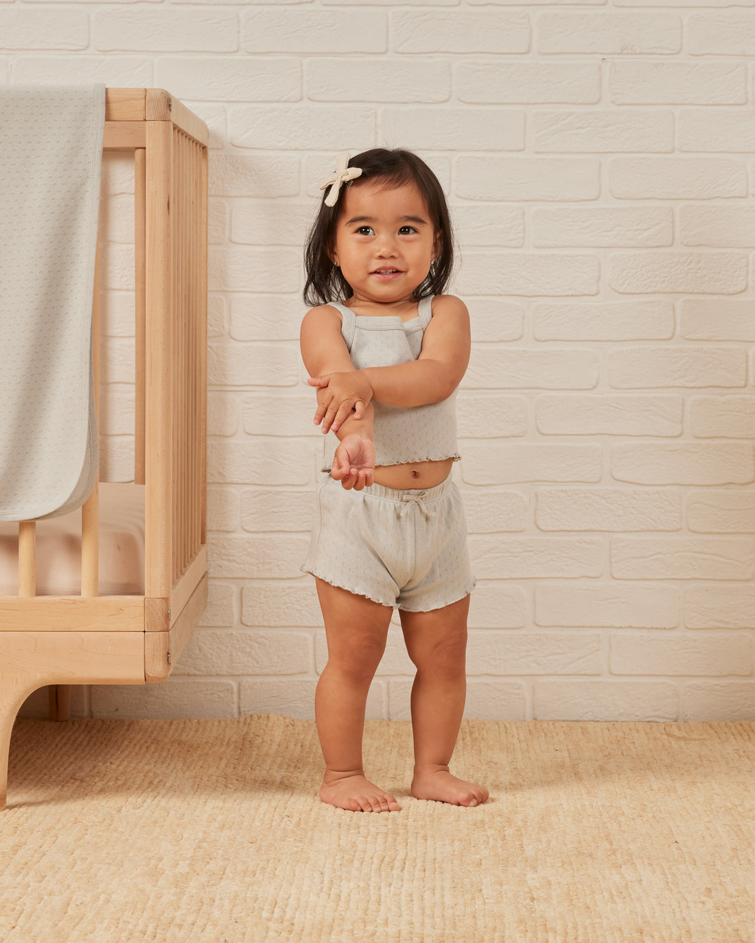 Quincy Mae Pointelle Tank + Shortie Set - Cloud