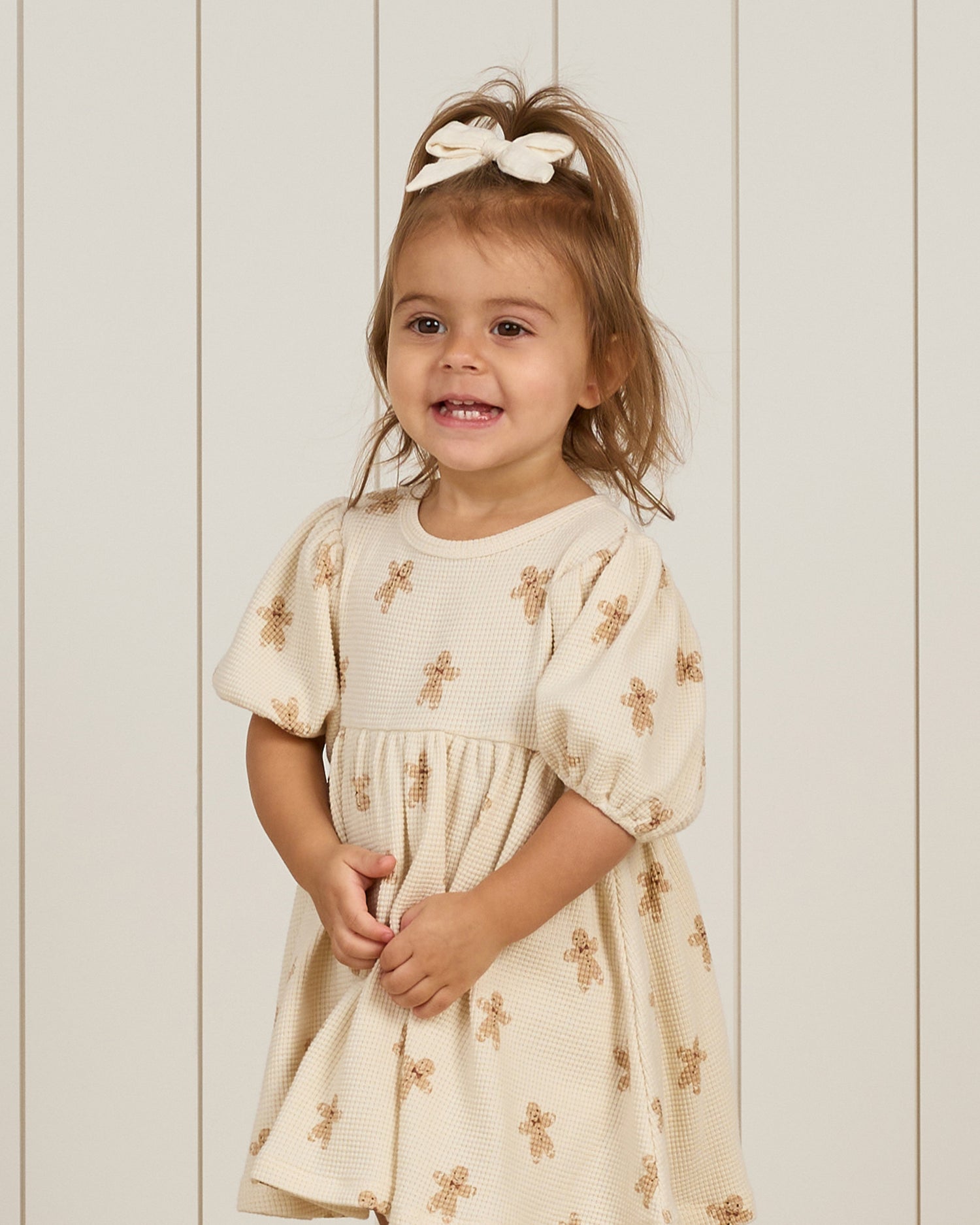 Quincy Mae Waffle Babydoll Dress - Gingerbread