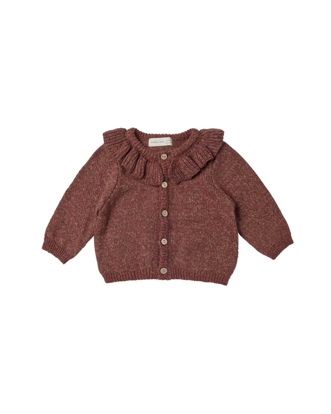 Quincy Mae Ruffle Collar Cardigan - Heathered Plum