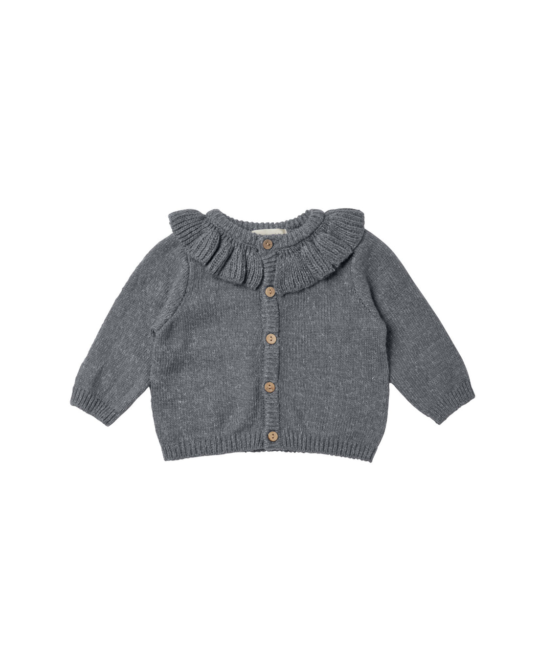 Quincy Mae Ruffle Collar Cardigan - Heathered Navy