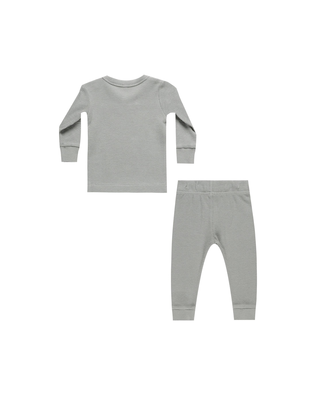 Quincy Mae Waffle Top + Pant Set - Dusty Blue