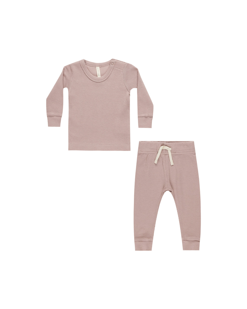 Quincy Mae Waffle Top + Pant Set - Mauve