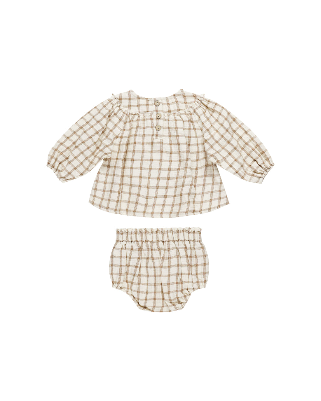 Quincy Mae Mia Top + Bloomer Set - Cinnamon Plaid