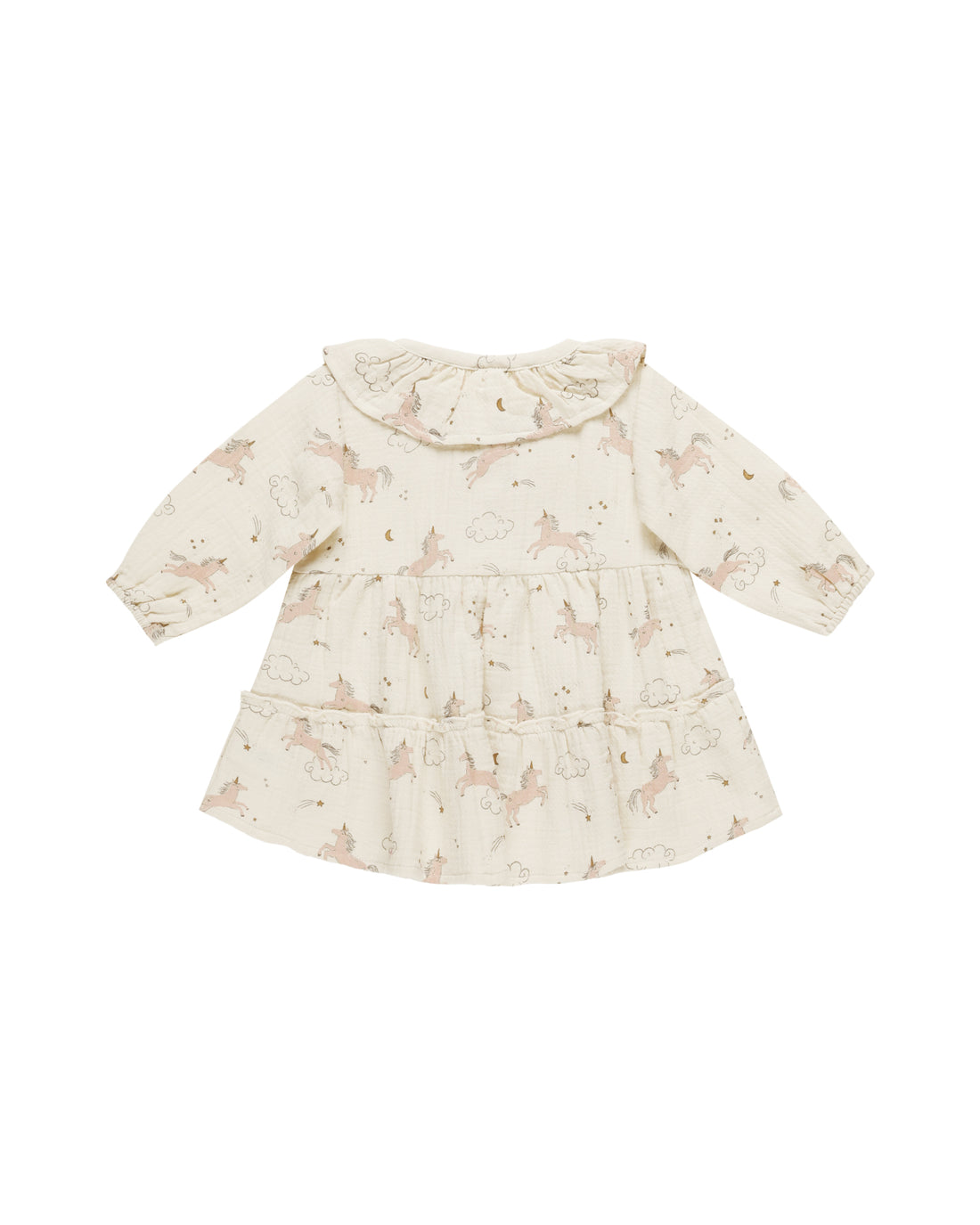 Quincy Mae Ruffle Collar Button Dress - Unicorns