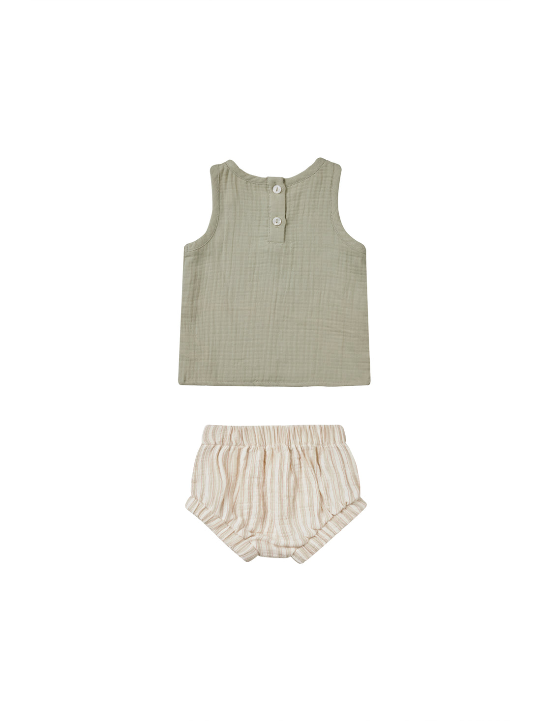 Quincy Mae Woven Tank + Short Set - Sage Stripe