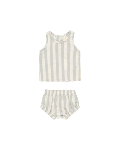 Quincy Mae Woven Tank + Short Set - Sky Stripe