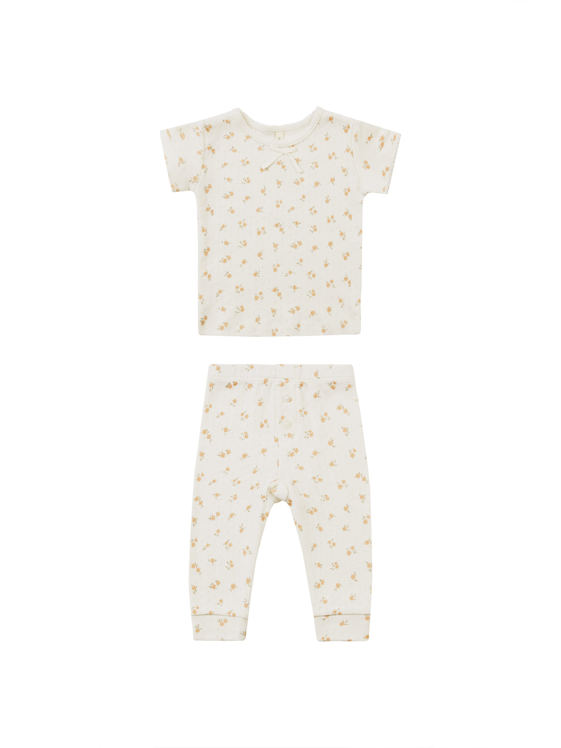 Quincy Mae Pointelle Tee + Leggings - Ditsy Melon