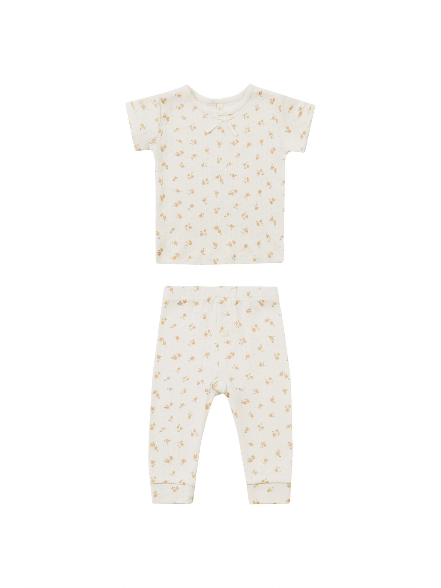 Quincy Mae Pointelle Tee + Leggings - Ditsy Melon