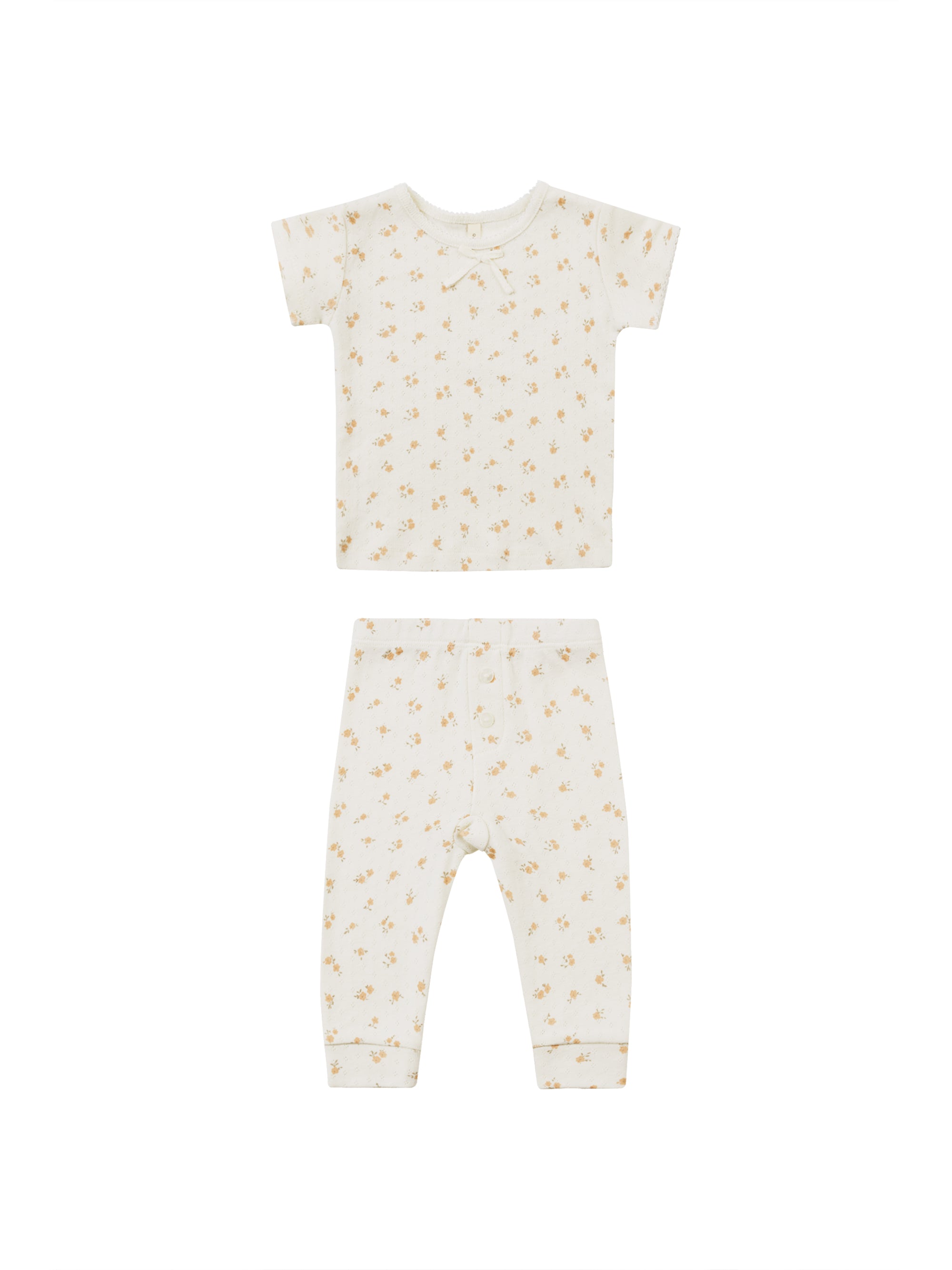 Quincy Mae Pointelle Tee + Leggings - Ditsy Melon