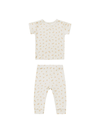 Quincy Mae Pointelle Tee + Leggings - Ditsy Melon