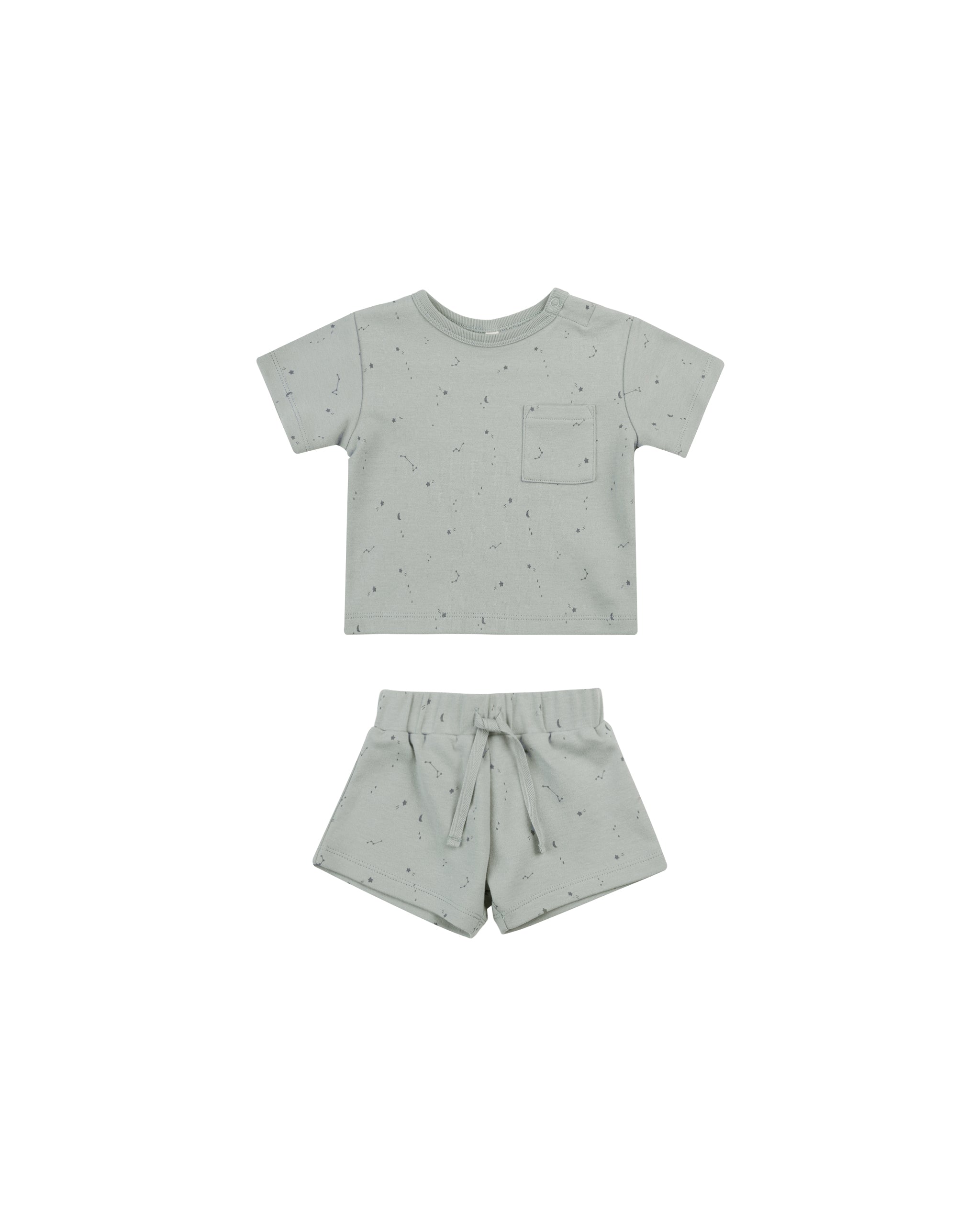 Quincy Mae Boxy Pocket Tee + Short Set - Constellations