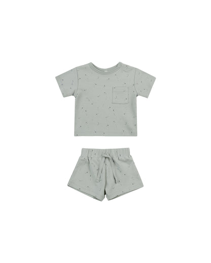 Quincy Mae Boxy Pocket Tee + Short Set - Constellations