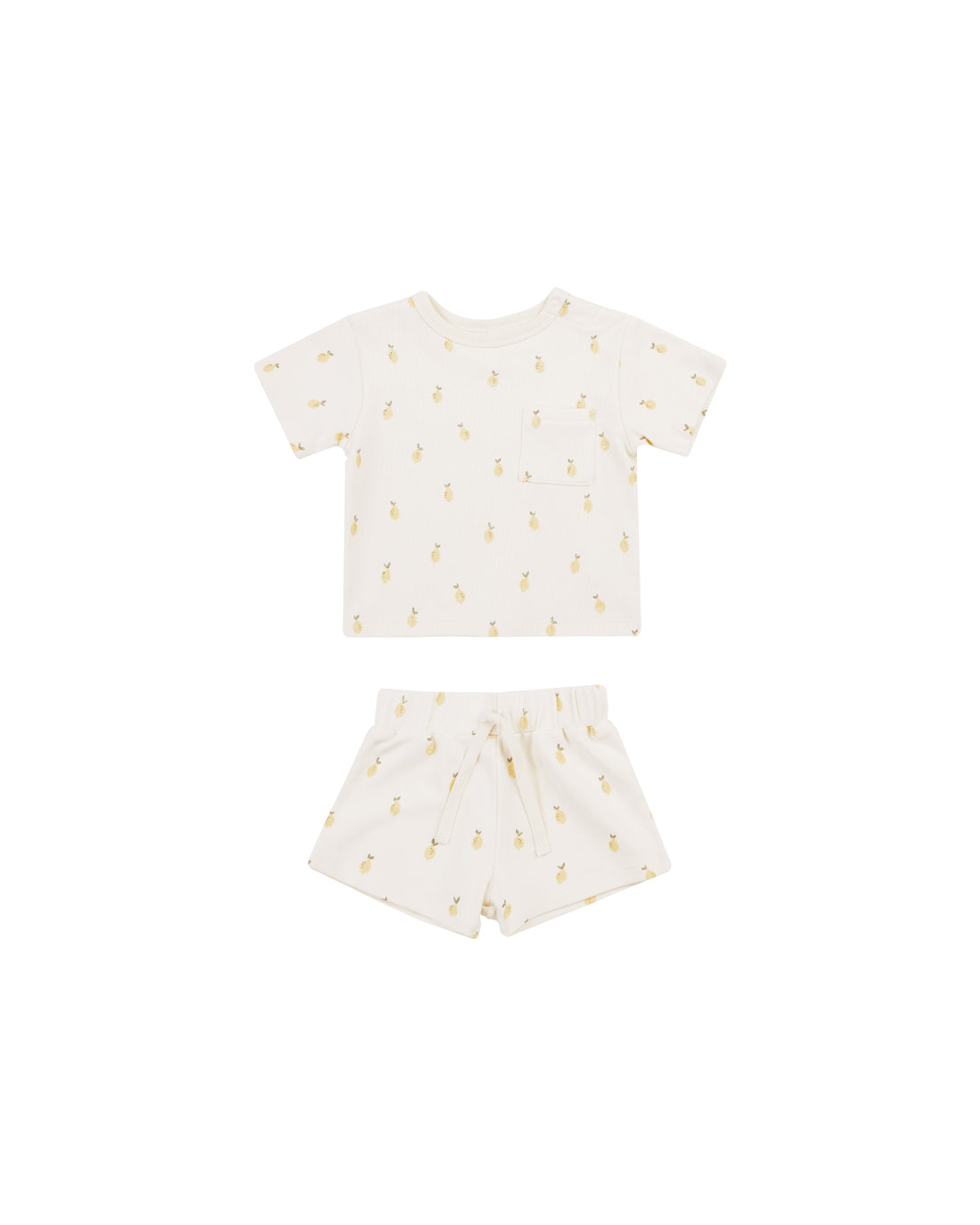 Quincy Mae Boxy Pocket Tee + Short Set - Lemons